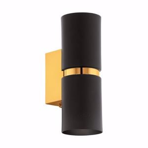 Applique lampada da parete cilindro nero oro