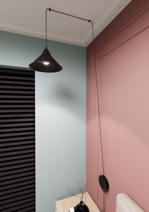Lampada da comodino a parete applique nero con filo decentramento 400cm