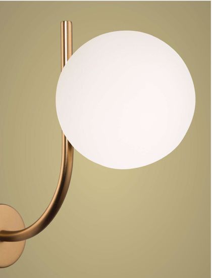 Lampada da comodino stile contemporaneo oro ottone sfera vetro bianco