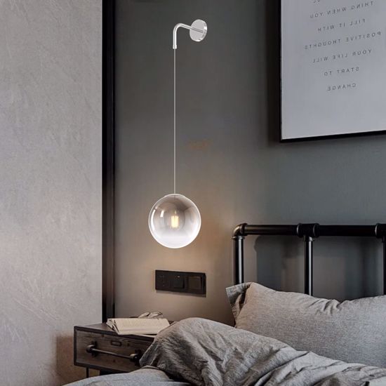 Lampada pendente da letto applique comodino cromo vetro bronzo