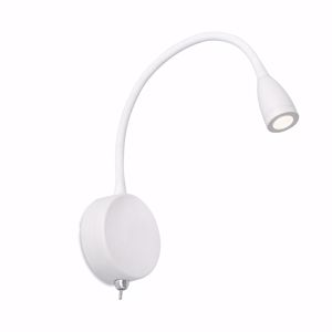 Applique bianco per comodino camera da letto 3w 3000k orientabile con interruttore