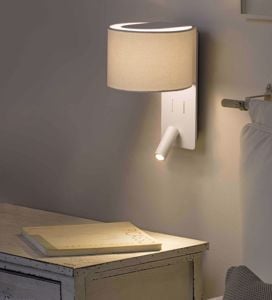 Applique da parete per comodino camera da letto bianco doppia luce