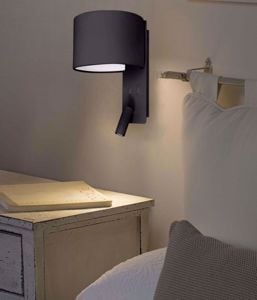 Applique nero per comodino da camera da letto moderna doppia luce orientabile