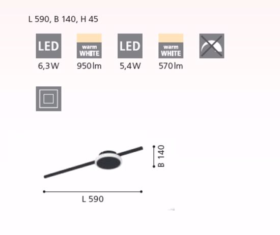 Plafoniera bacchetta nera   led 11w 3000k