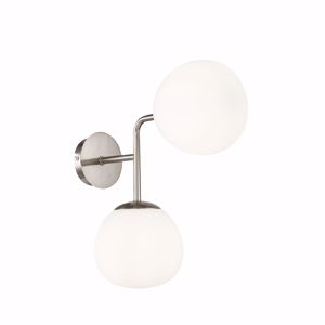 Applique da parete grigio stile contemporaneo 2 luci sfere vetro bianco