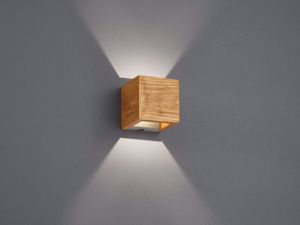 Applique cubo di legno led biemissione 4w 3000k dimmerabile