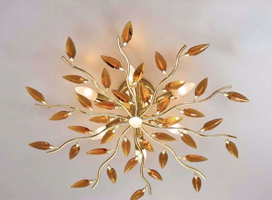 Affralux crystallivs plafoniera 70cm per camera da letto oro lucido cristallo ambra