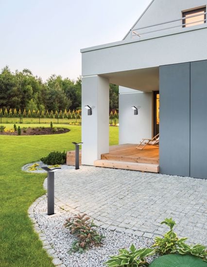 Lampione da giardino design moderno grigio antracite led 2x6w 3000k ip54