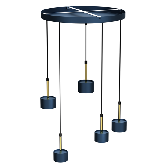 Lampadario moderno blu oro 5 luci pendenti per tavolo soggiorno