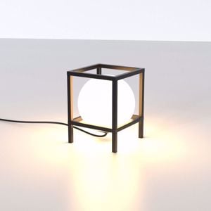 Abat jour lampada da comodino moderna nera cubo sfera vetro bianco promozione