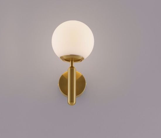 Lampada da parete oro stile contemporaneo sfera vetro bianco