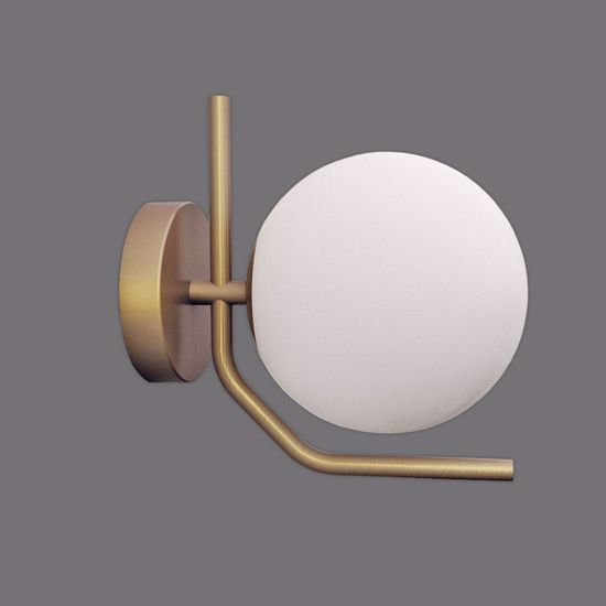 Applique oro da comodino sfera vetro bianco