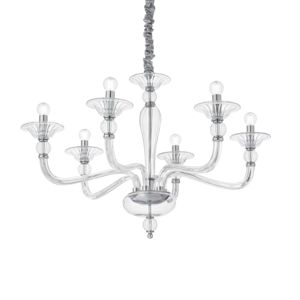 Danieli sp6 ideal lux grande lampadario classico 6 bracci cristallo trasparente