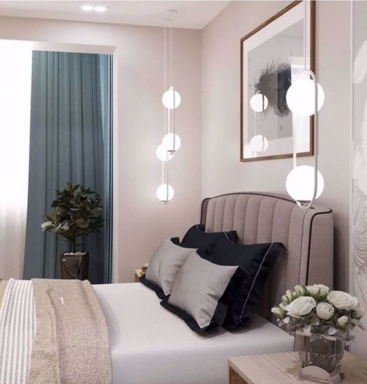 Lampada sospensione per comodini camera da letto 2 sfere vetro bianco