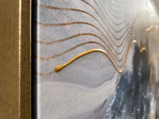 Quadro astratto moderno 150x70 infinito pittura a rilievo cornice oro