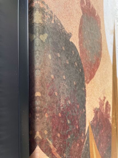 Quadro verticale deserto messico tela dipinta 100x140 cornice legno nero