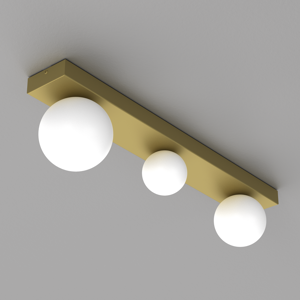 Plafoniera su binario oro tre luci sfere vetro bianco moderna fp