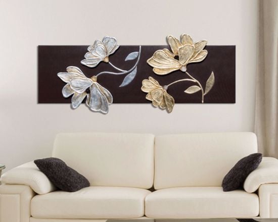 Quadro 150x61 tela fiori elevata qualit&agrave; caffe decorato per salotto