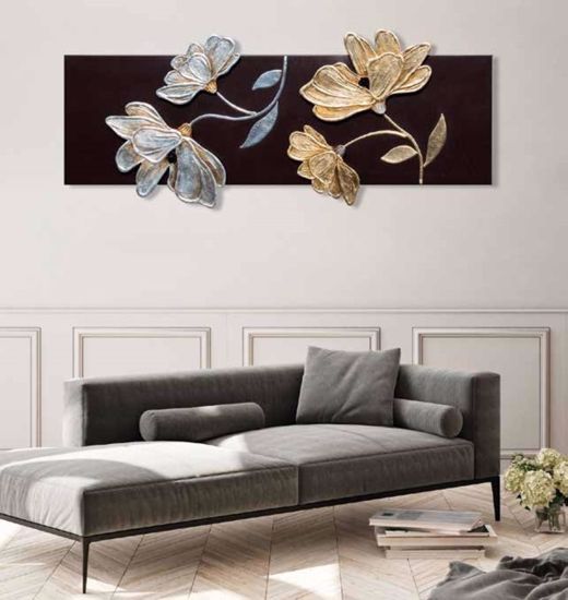Quadro 150x61 tela fiori elevata qualit&agrave; caffe decorato per salotto