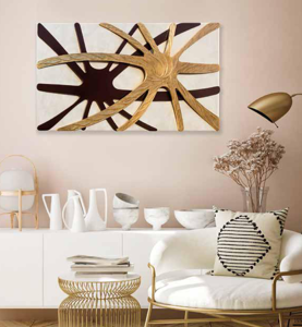 Quadro moderno decorativo 140x70 artistico oro marrone per soggiorno