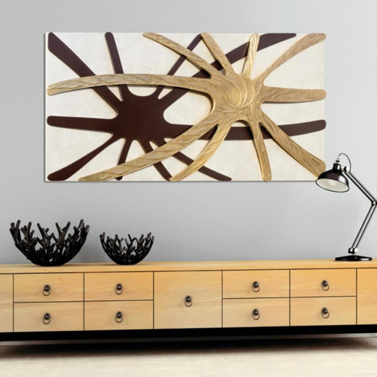 Quadro moderno decorativo 140x70 artistico oro marrone per soggiorno