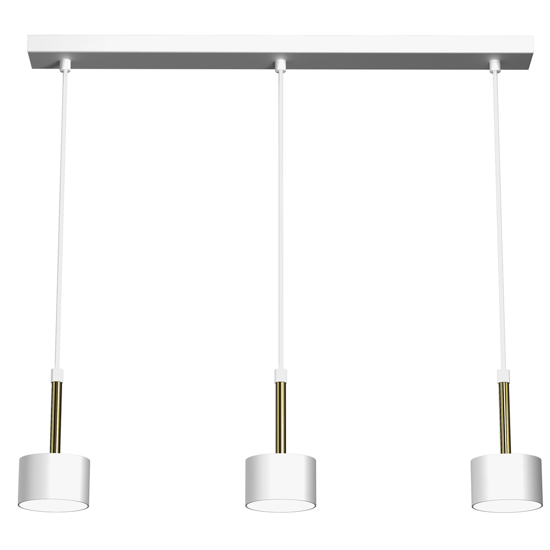 Lampadario bianco oro tre luci per tavola cucina h50 cm