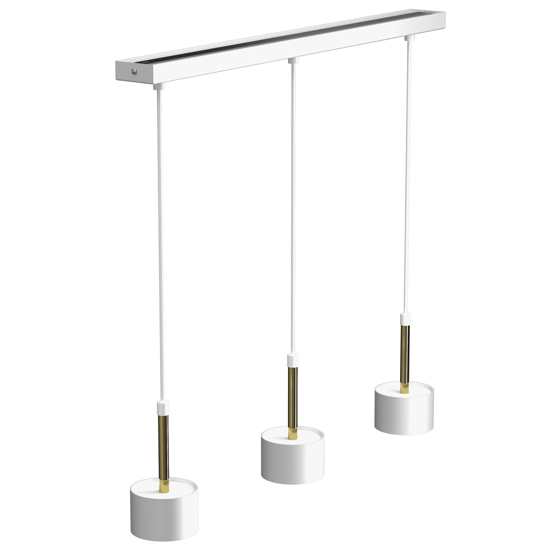 Lampadario bianco oro tre luci per tavola cucina h50 cm