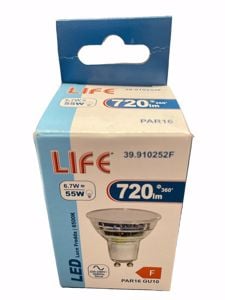 Life lampadina di vetro led gu10 6.7w 6500k 720lm ottica 180&deg;