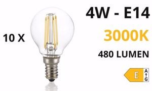 Confezione n&deg;10 lampadine e14 led 4w 3000k 480lm sfera ideal lux