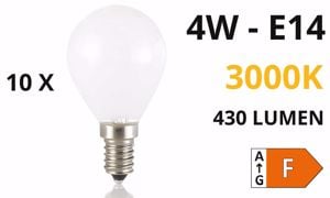 Confezione n&deg;10 lampadine e14 led 4w 3000k 430lm sfera bianca ideal lux