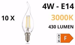 Confezione n&deg;10 lampadine e14 led 4w 3000k 430lm trasparente ideal lux