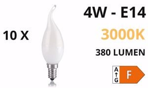 Confezione n&deg;10 lampadine led e14 4w 3000k 380lm vetro bianco ideal lux