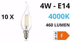 Confezione n&deg;10 lampadine e14 led 4w 4000k 460lm trasparente ideal lux