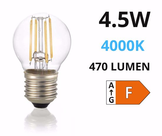 Life lampadina led e27 4,5w 4000k 470lm goccia vetro trasparente