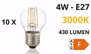 Confezione n&deg;10 lampadine led e27 4w 3000k 430lm sfera trasparente ideal lux