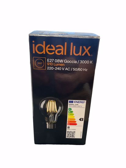 Confezione n&deg;10 lampadine e27 led 8w 3000k 910lm goccia trasparente ideal lux