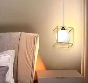 Lingotto ideal lux lampadario per comodini cubo oro ottone