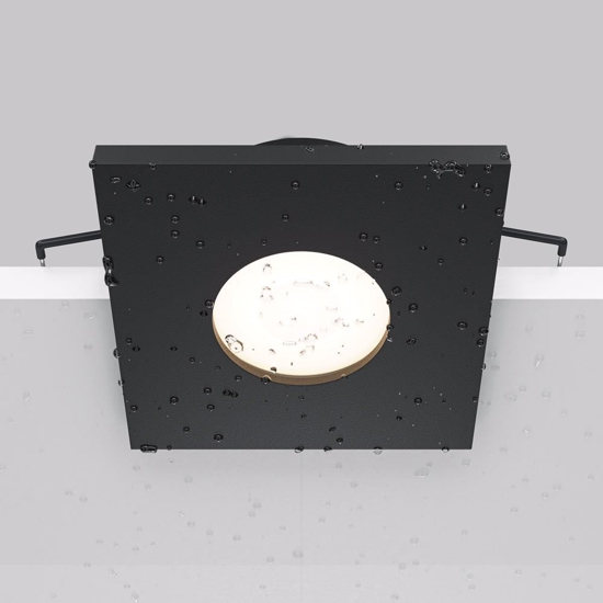 Faretto da incasso a soffitto per bagno doccia nero quadrato maytoni stark