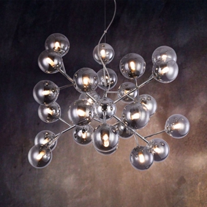 Lampadario moderno per salotto sfere di vetro fume trasparenti maytoni