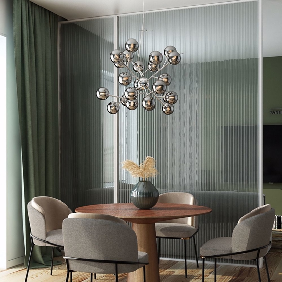Lampadario moderno per salotto sfere di vetro fume trasparenti maytoni