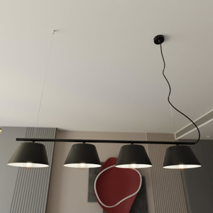 Lampadario per sala nero bianco minimale 4 luci