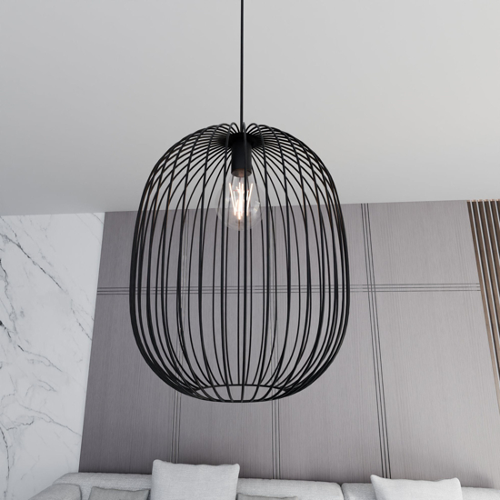 Lampada a sospensione gabbia di metallo nera