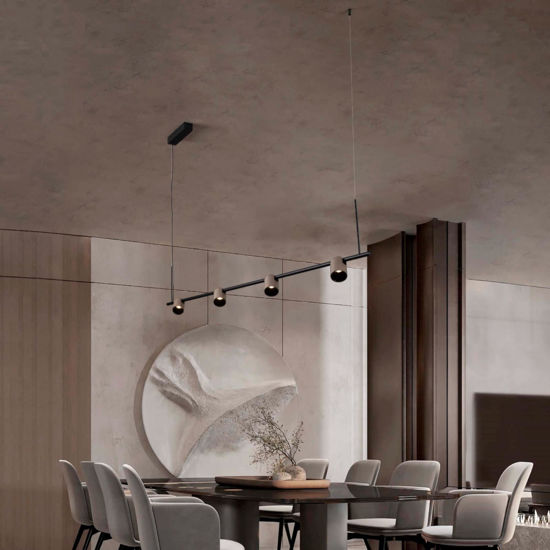 Lampadario da tavolo nero marrone spot orientabili