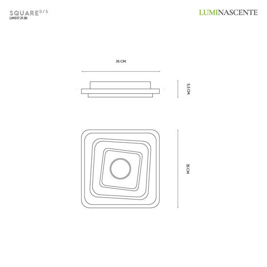 Vivida international plafoniera square bianca led design moderna