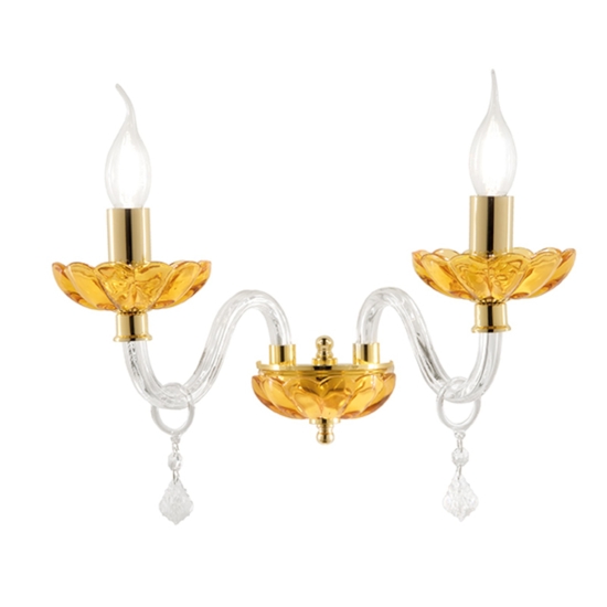 Applique da parete ondaluce vetro cristallo ambra elegante due luci