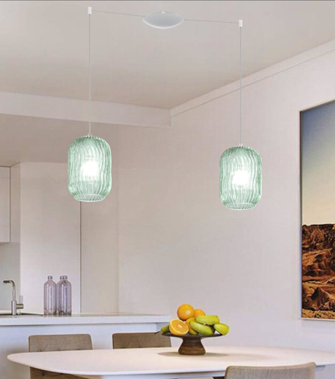 Toplight lampadario per isola cucina moderno vetri verdi