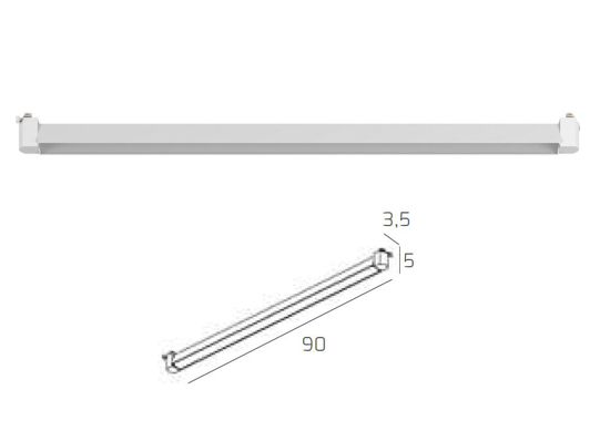 Modulo led 40w 3000k metallo bianco per binario 
