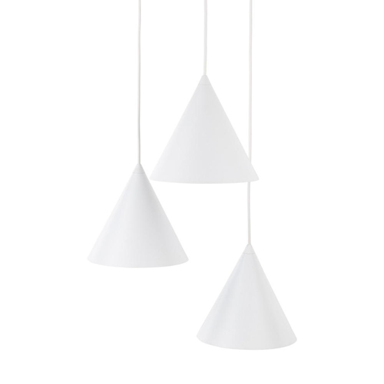 Lampadario 3 coni bianco per cucina