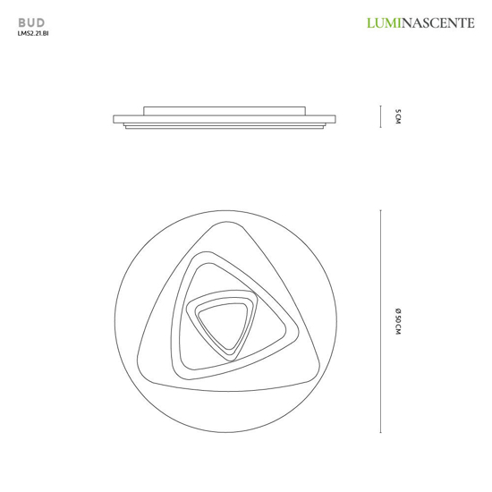 Plafoniera vivida bud design moderna bianca led 46w 3000k 4000k