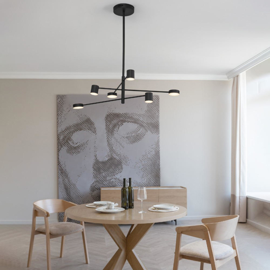 Lampadario nero luci led 3000k orientabili